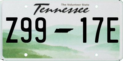 TN license plate Z9917E