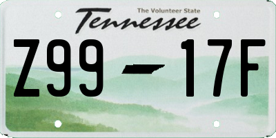 TN license plate Z9917F