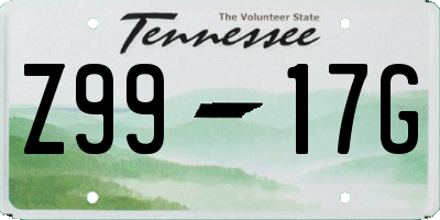 TN license plate Z9917G