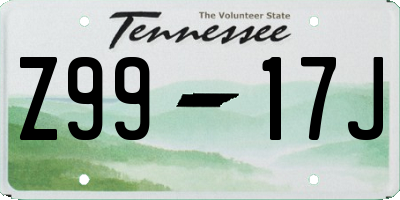 TN license plate Z9917J