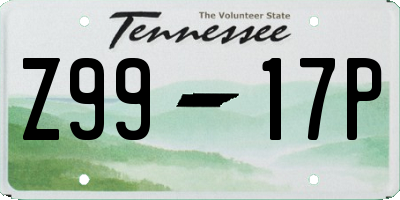 TN license plate Z9917P