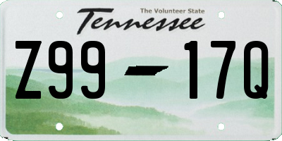 TN license plate Z9917Q