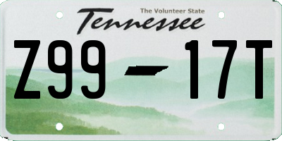 TN license plate Z9917T