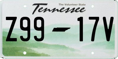 TN license plate Z9917V