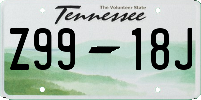 TN license plate Z9918J