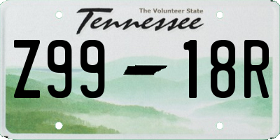 TN license plate Z9918R