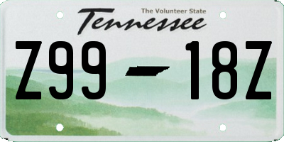 TN license plate Z9918Z