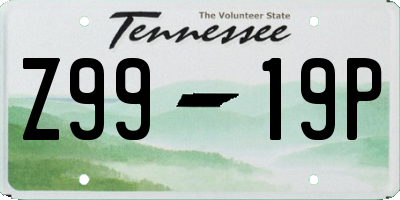 TN license plate Z9919P