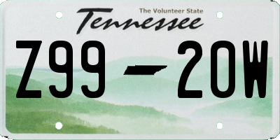 TN license plate Z9920W