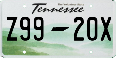 TN license plate Z9920X