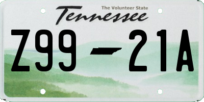 TN license plate Z9921A