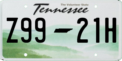 TN license plate Z9921H