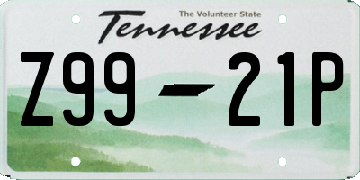 TN license plate Z9921P