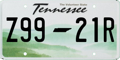 TN license plate Z9921R