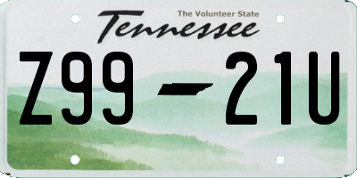 TN license plate Z9921U