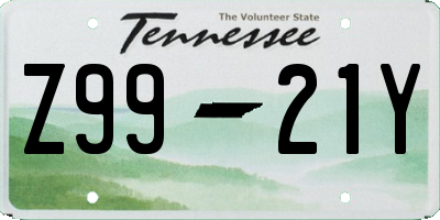 TN license plate Z9921Y