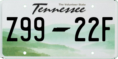 TN license plate Z9922F