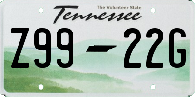 TN license plate Z9922G