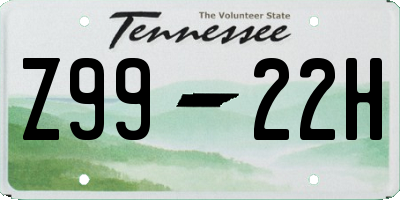 TN license plate Z9922H