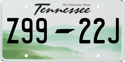 TN license plate Z9922J