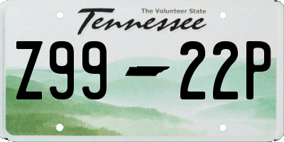 TN license plate Z9922P