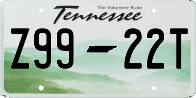 TN license plate Z9922T