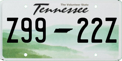 TN license plate Z9922Z