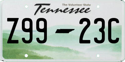 TN license plate Z9923C