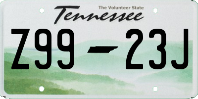 TN license plate Z9923J