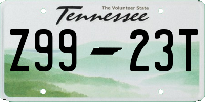 TN license plate Z9923T