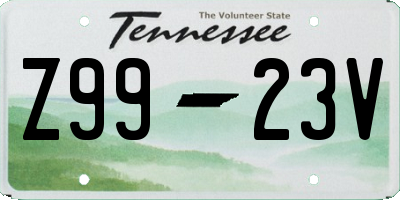 TN license plate Z9923V