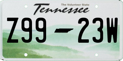 TN license plate Z9923W