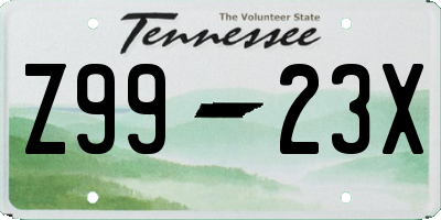 TN license plate Z9923X