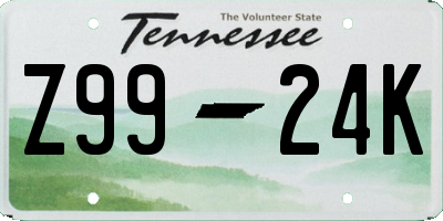 TN license plate Z9924K