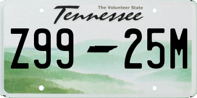 TN license plate Z9925M