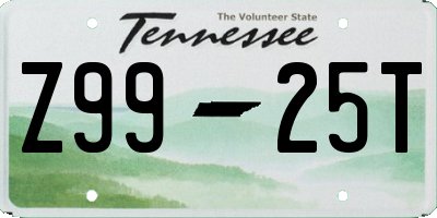TN license plate Z9925T