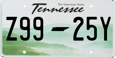 TN license plate Z9925Y