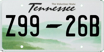 TN license plate Z9926B