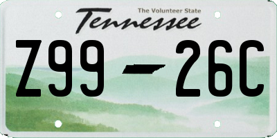 TN license plate Z9926C