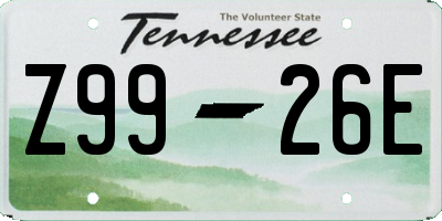TN license plate Z9926E