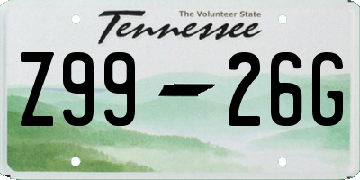 TN license plate Z9926G