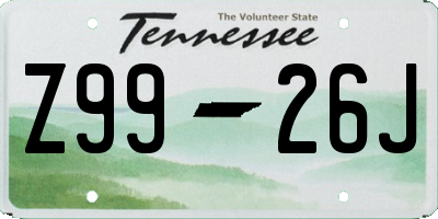TN license plate Z9926J