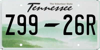 TN license plate Z9926R