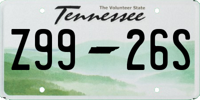 TN license plate Z9926S