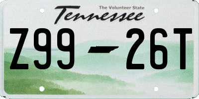 TN license plate Z9926T