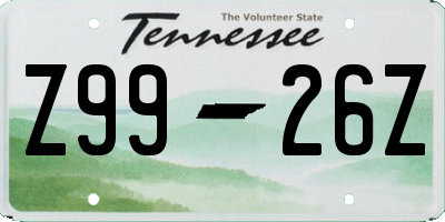 TN license plate Z9926Z