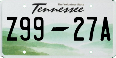 TN license plate Z9927A