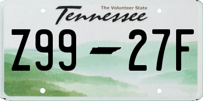 TN license plate Z9927F