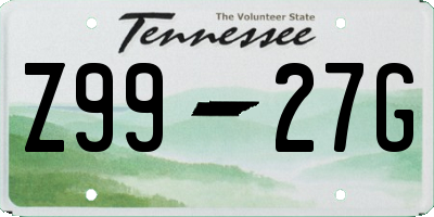 TN license plate Z9927G