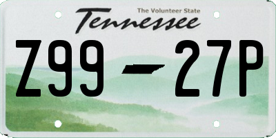 TN license plate Z9927P